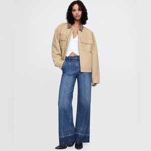 Gap High Rise Stride Seamed Wide-Leg Jeans, size 28 petite